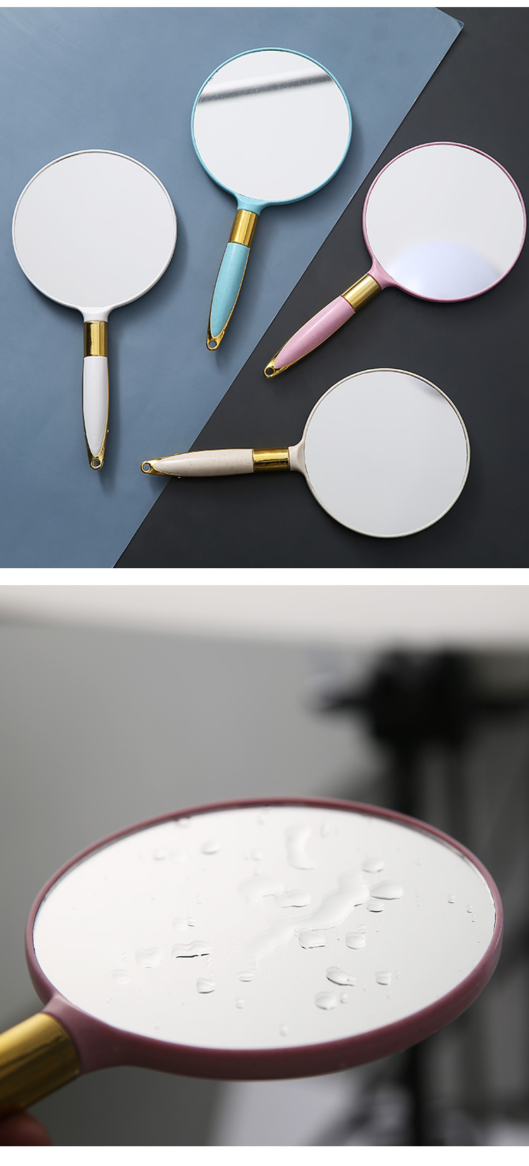 High-definition handle makeup mirror, European-style handheld beauty handle mirror, portable and portable, high-end retro patterned mirror wholesale pic 11