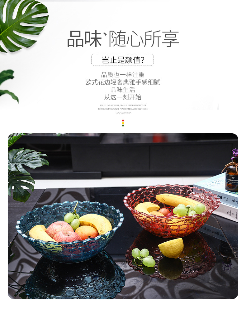 A PET simple European-style patterned fruit platter for living room snacks, direct supply for home fruit storage pic 1