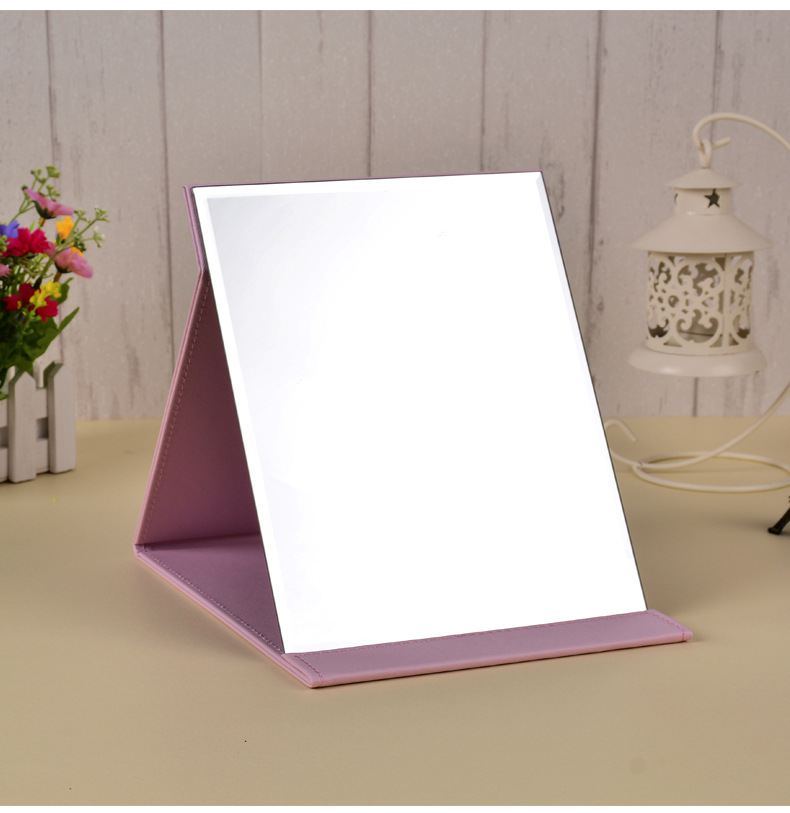Mirror makeup mirror, PU folding desktop portable, student desktop dressing mirror, Douyin same style small gift mirror pic 7