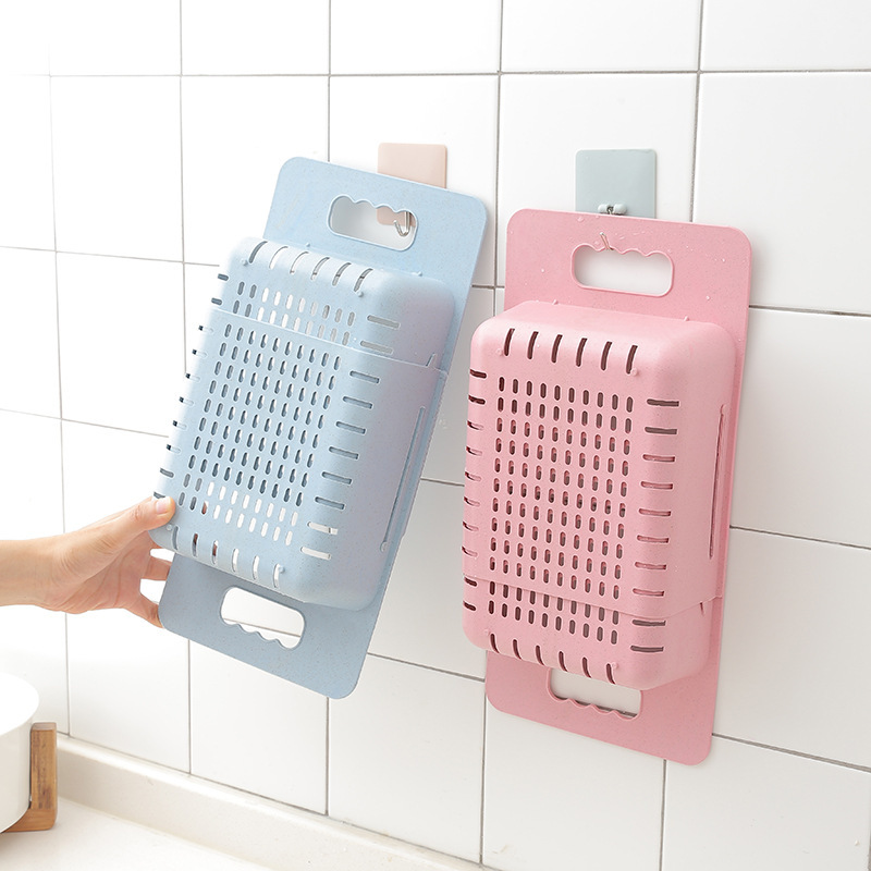 The home wheat straw extendable draining basket, the colorful kitchen portable hollowed-out draining basket for hanging fruits and vegetables Specification image