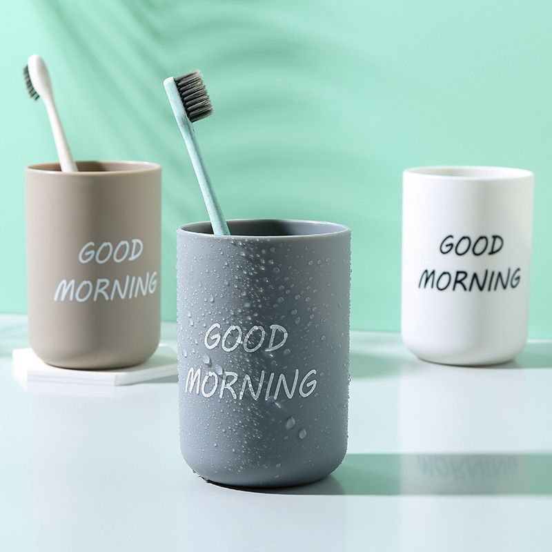 Nordic minimalist washbasin cup, home bathroom brushing and rinsing cup, printed matte texture water cup, office plastic tea cup