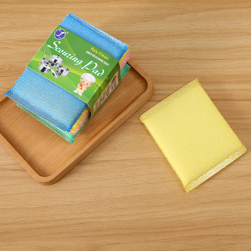 Kitchen colored cleaning sponges for scrubbing POTS and dishes with steel wire sponge blocks. Wholesale of King scouring pads from the manufacturer Specification image
