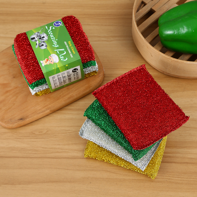 Kitchen cleaning, scrubbing POTS and dishes with steel wire sponge blocks, scrubbing from King's street stall, wholesale of sponge scouring pads details Picture