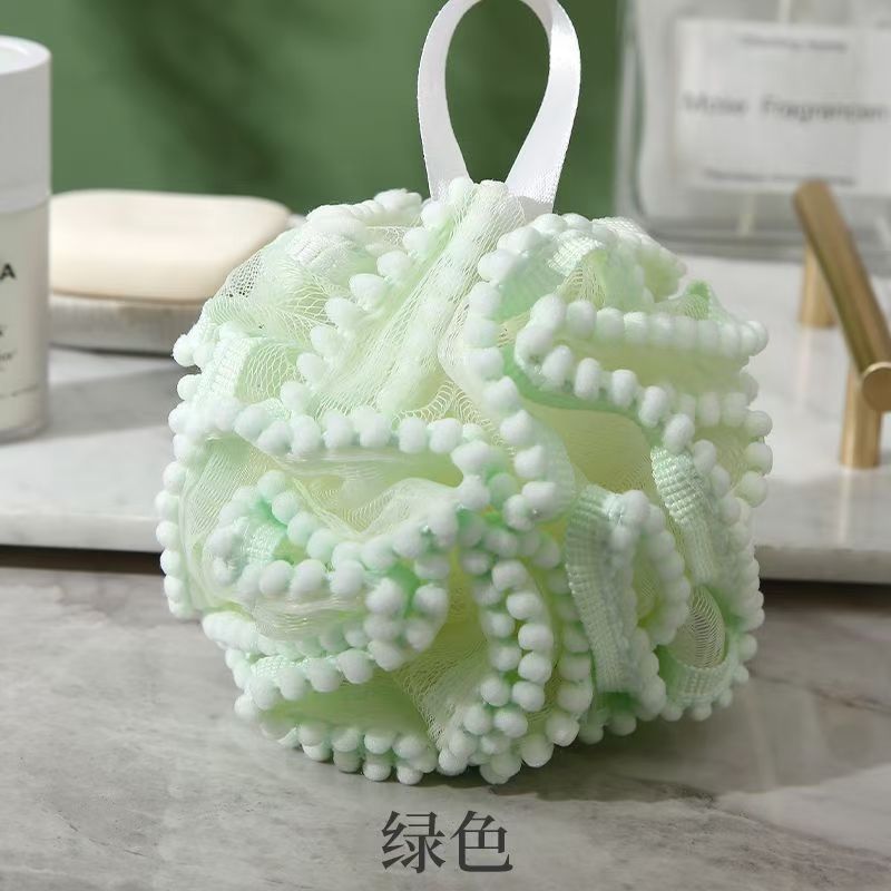 55g高档珍珠颗粒花边沐浴球大号可爱不散搓澡浴花柔软起泡洗澡巾详情4