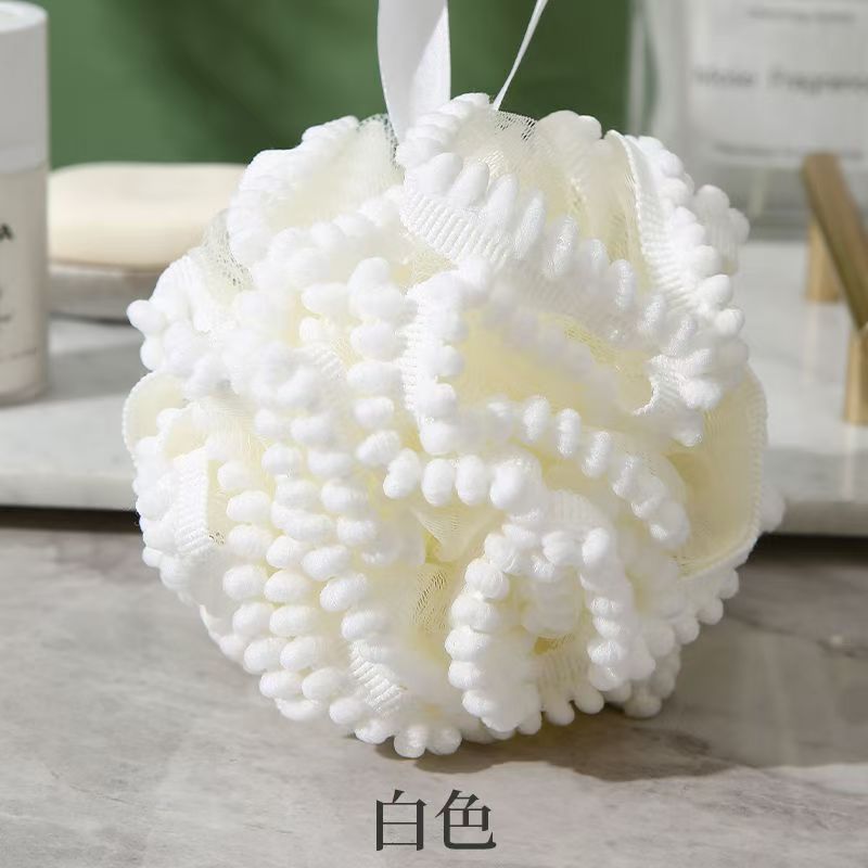 55g高档珍珠颗粒花边沐浴球大号可爱不散搓澡浴花柔软起泡洗澡巾详情3