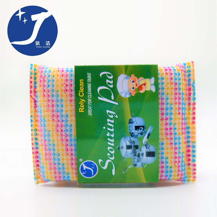 Factory direct sales of double-sided powerful decontamination cleaning sponge scrubbing pot, scrubbing pot sponge scrubbing king scrubbing pot 4 pieces Specification image