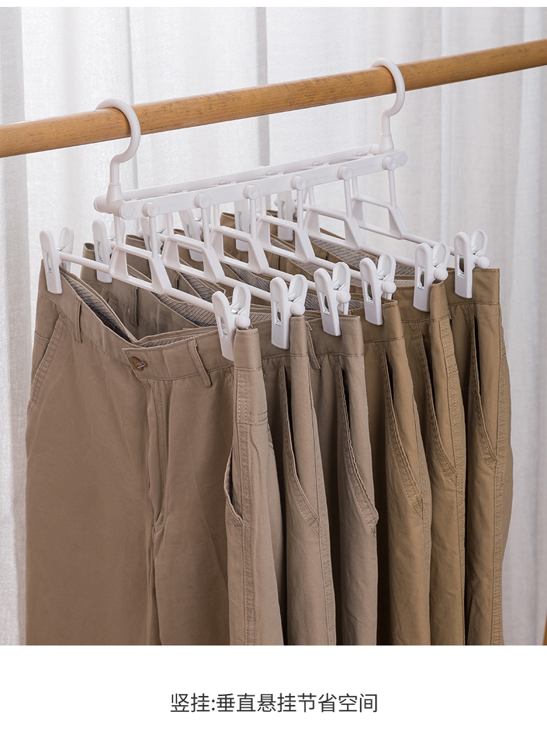 Colgador de pantalones plegable multifunción colgador de pantalones multicapa para uso doméstico magic traceless clips de pantalones guardarios ropa de almacenamiento colgador de pantalones pic 11