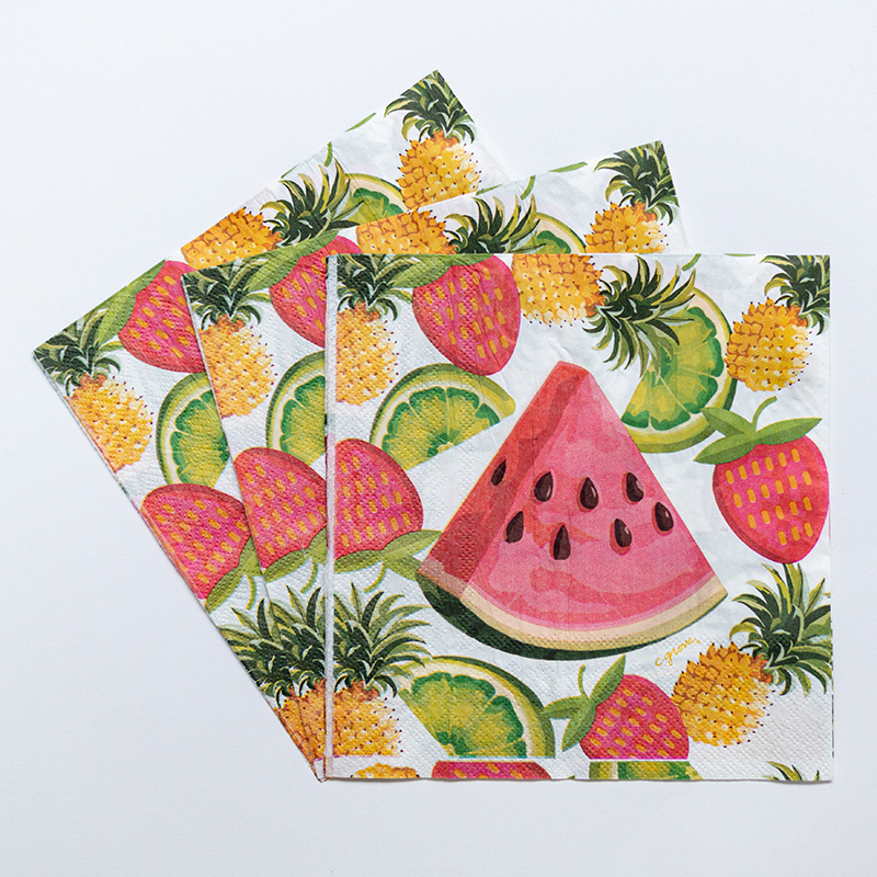 In-stock cross-border printed napkin tissues, flower-shaped table decorations, square napkin tissues, birthday party tissue supplies Application Scenario