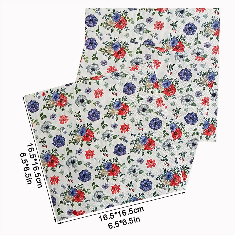 Factory wholesale cross-border in-stock colored flower and plant tissues, printed napkins, disposable paper, Western food party tissues details Picture