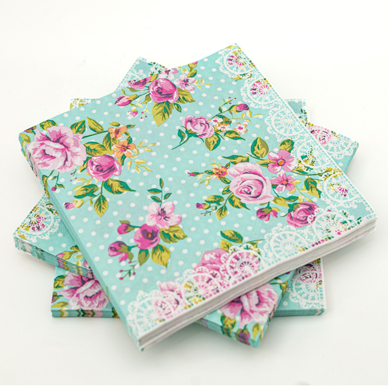 【 In Stock 】 New colored printed napkins, flower and plant facial tissues, party paper products are selling well on AliExpress Cross-border