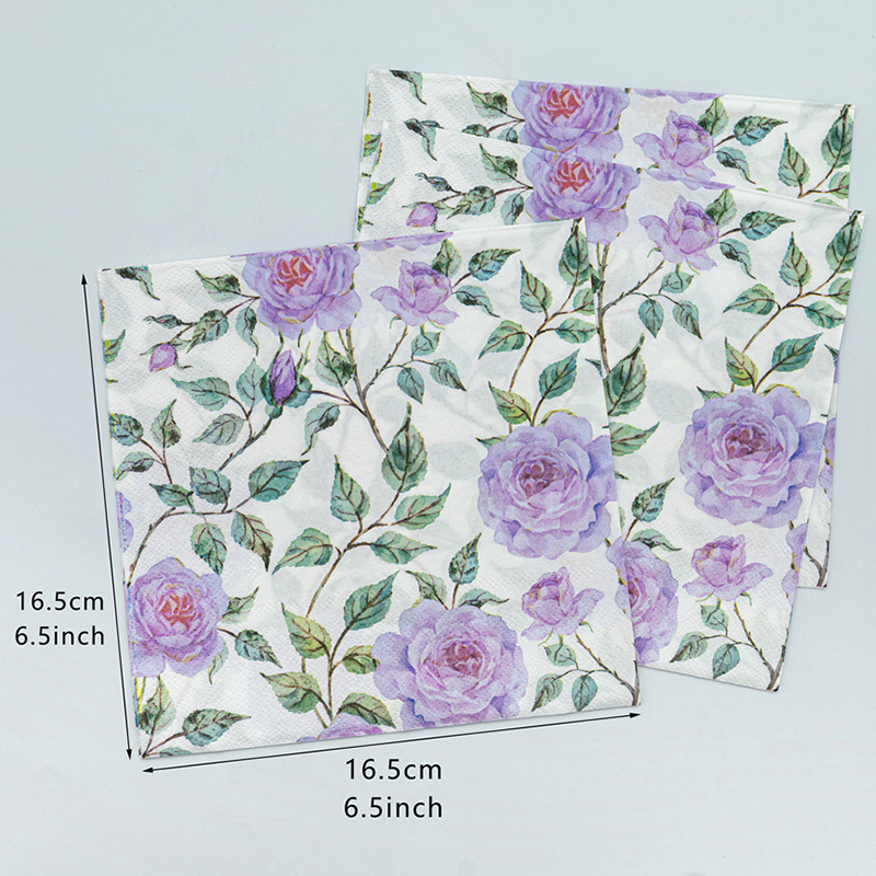【 In Stock 】 Colored printed napkins, wedding tissues, handkerchief paper, disposable restaurant decoration paper details Picture