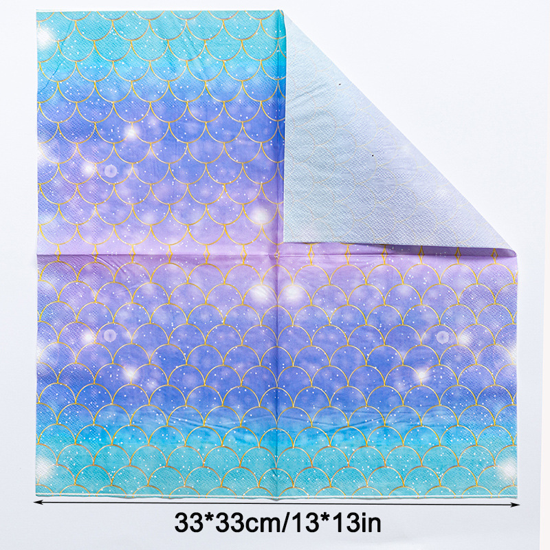 In-stock cross-border fish-patterned tissues, party tissues, napkins, party atmosphere tissues, flower and plant restaurant square tissues Specification image