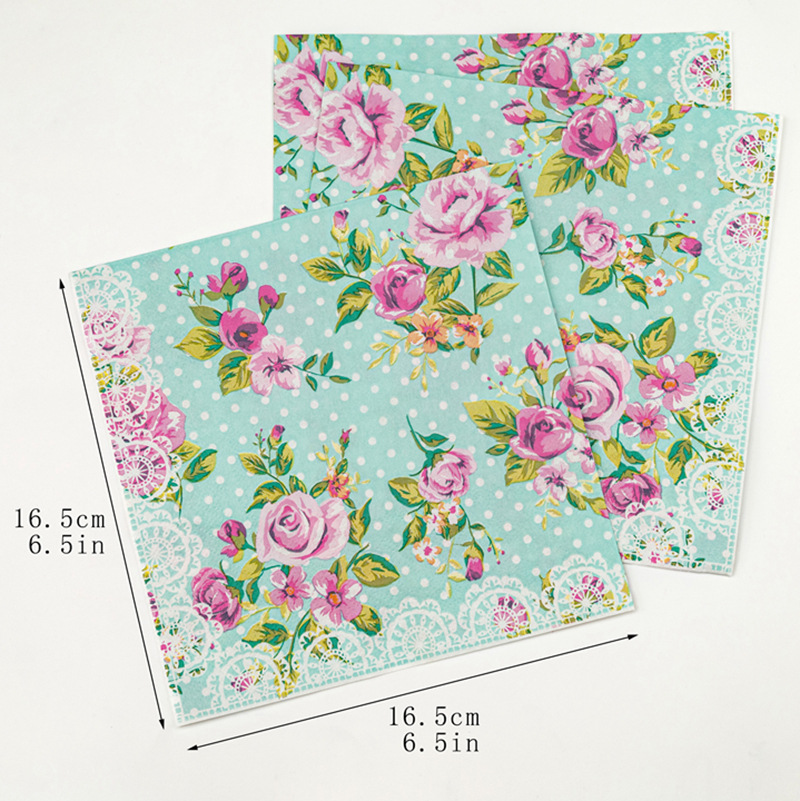 【 In Stock 】 New colored printed napkins, flower and plant facial tissues, party paper products are selling well on AliExpress Cross-border details Picture