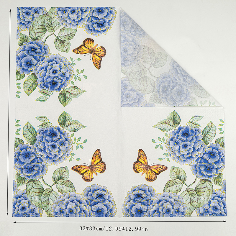Wholesale creative square double-layer napkins, Western restaurant napkins, colored printed napkins, birthday party napkins Specification image