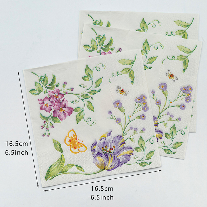 【 In Stock 】 New colored printed napkins, flower and plant facial tissues, party paper products are selling well on AliExpress Cross-border details Picture