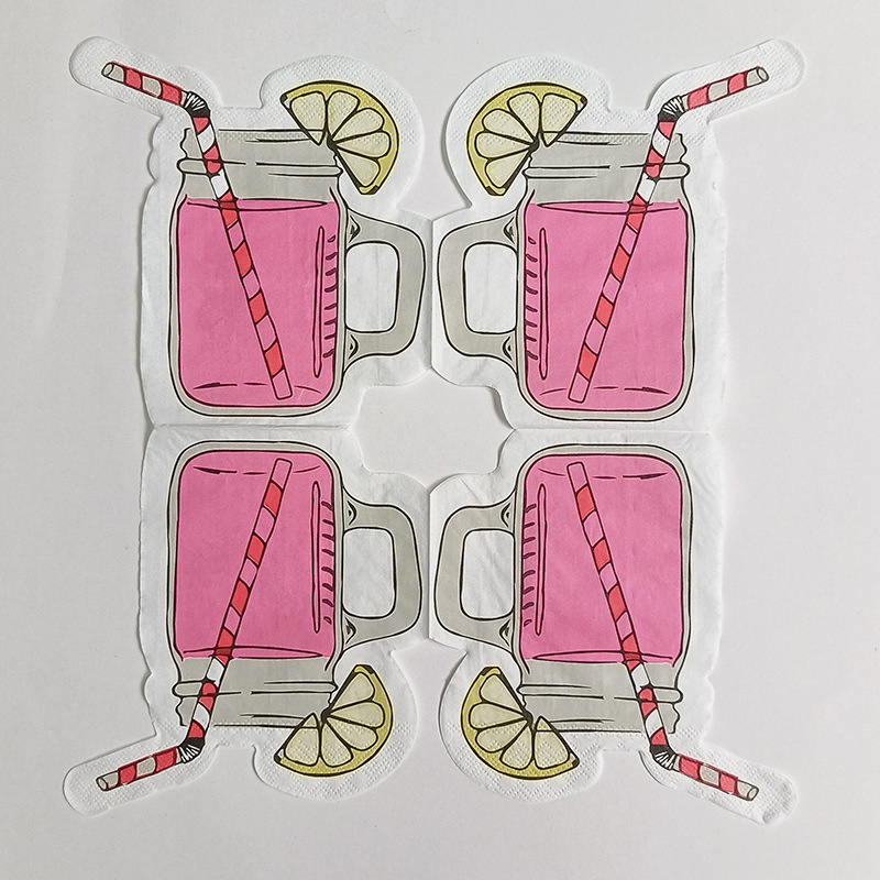 Cross-border best-selling beverages, printed napkins, irregular-shaped tissues, party decorations, disposable printed tissues, napkins details Picture