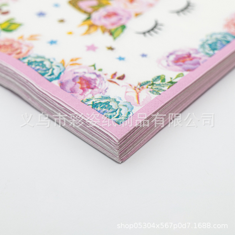 Wholesale of cross-border pure wood pulp single-sided printed napkins, party supplies, and color-printed napkins Application Scenario