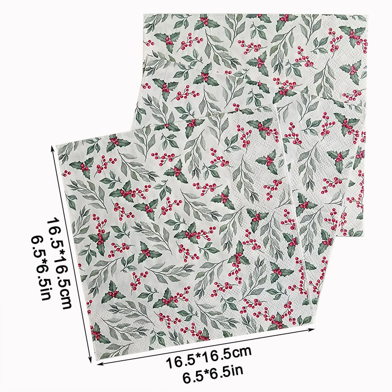 Factory wholesale cross-border in-stock colored flower and plant tissues, printed napkins, disposable paper, Western food party tissues details Picture
