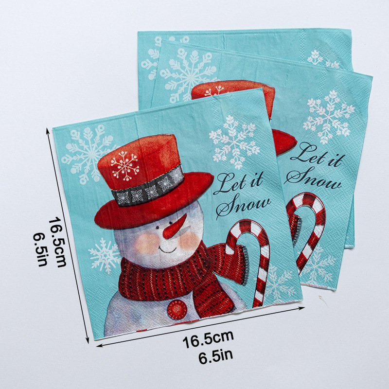 【 In Stock 】 Factory direct sales of cross-border Christmas printed tissues, napkins, Christmas printed party handkerchiefs and square towels details Picture
