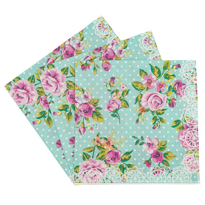 【 In Stock 】 New colored printed napkins, flower and plant facial tissues, party paper products are selling well on AliExpress Cross-border Application Scenario