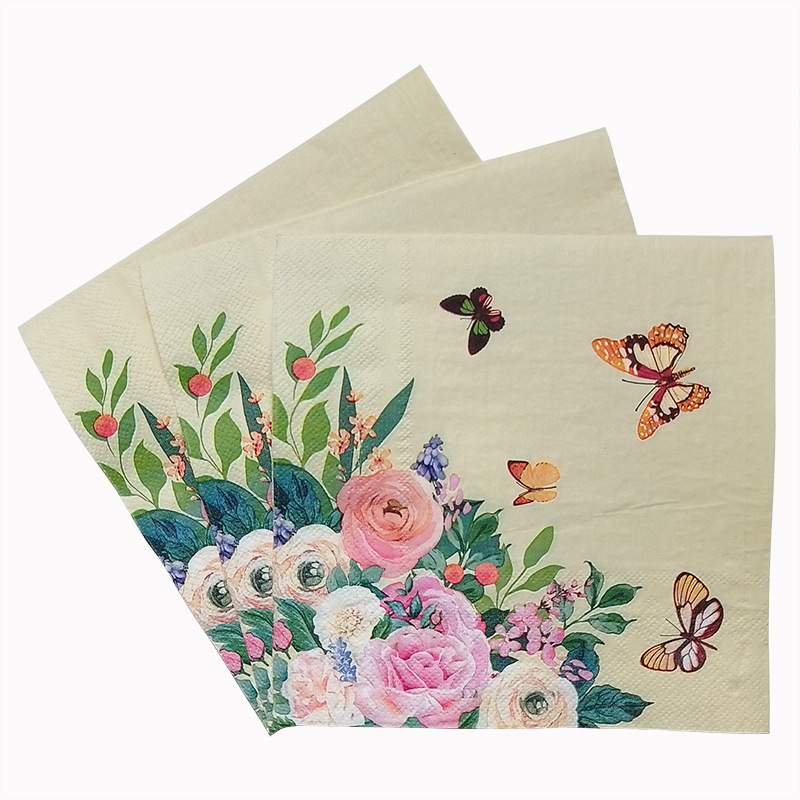 【 In Stock 】 Factory direct sales of new cross-border printed tissues, napkins, Christmas printed party handkerchiefs and square towels Application Scenario