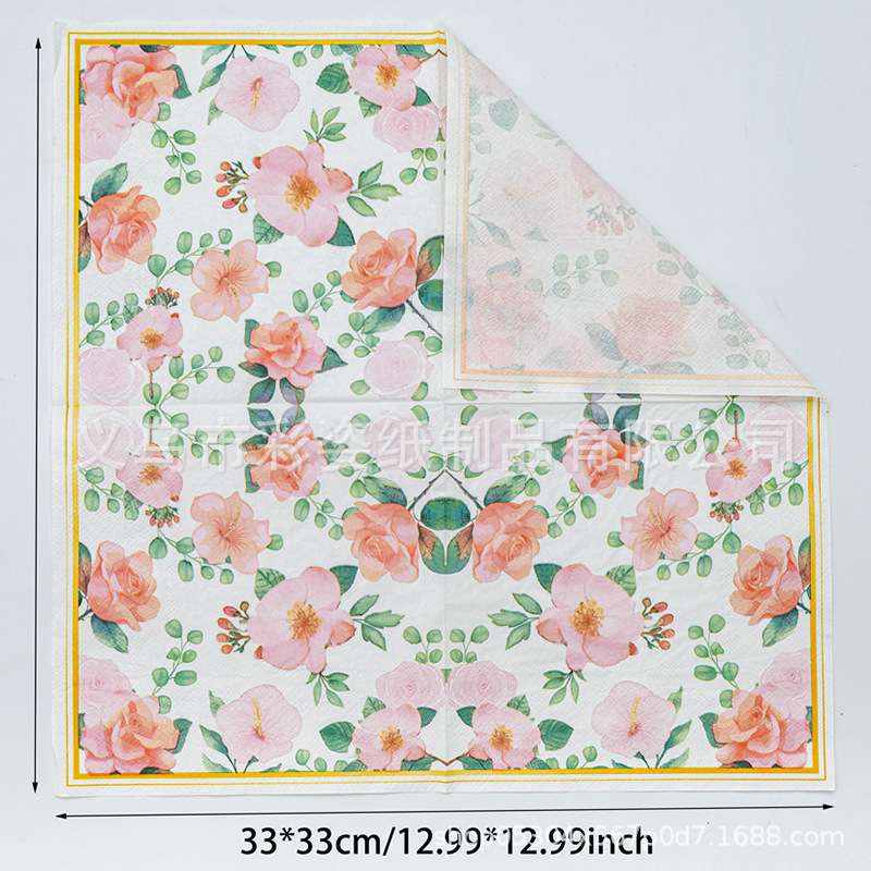 Wholesale of cross-border pure wood pulp single-sided printed napkins, party supplies, and color-printed napkins Specification image
