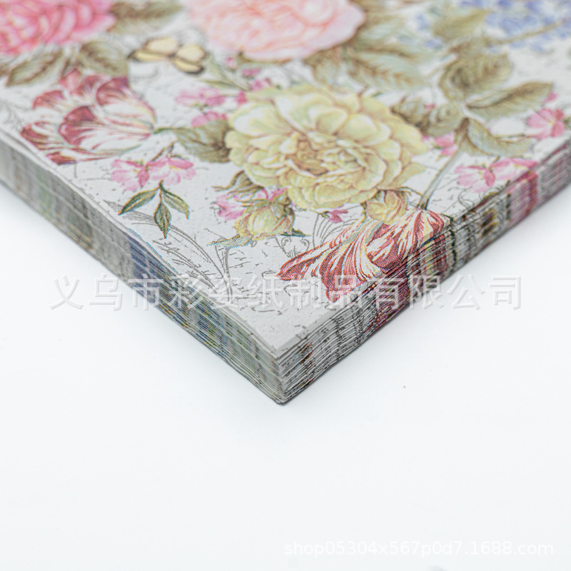 In-stock Valentine's printed tissues, festival party and gathering decoration, party supplies, disposable rose printed napkins Application Scenario