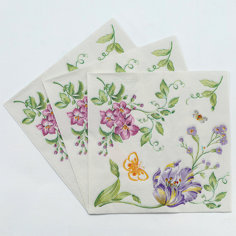 【 In Stock 】 New colored printed napkins, flower and plant facial tissues, party paper products are selling well on AliExpress Cross-border Application Scenario