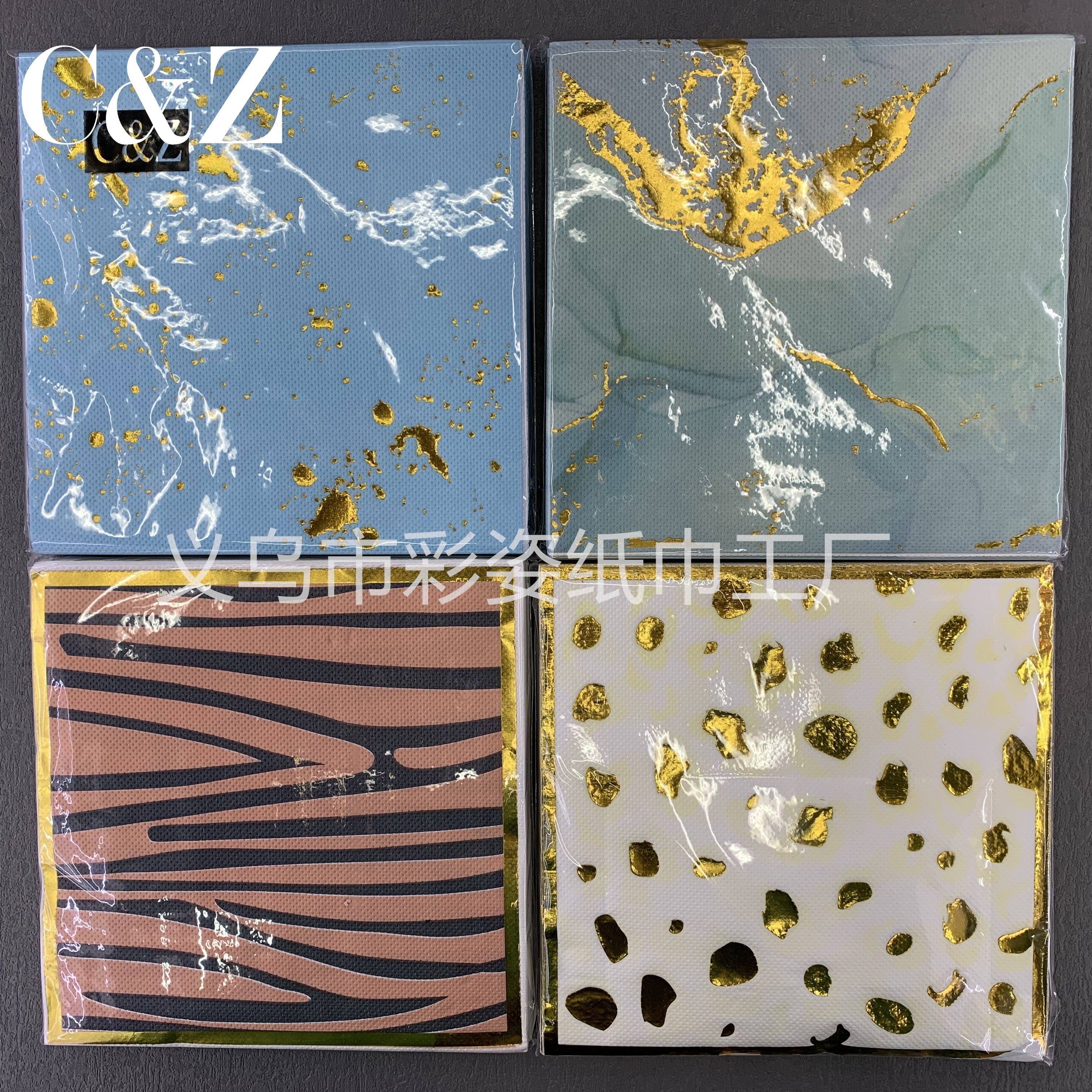 Gold-embossed series napkins, foreign trade printed napkins, square towels, double-layer napkins, factory direct sales pic 1