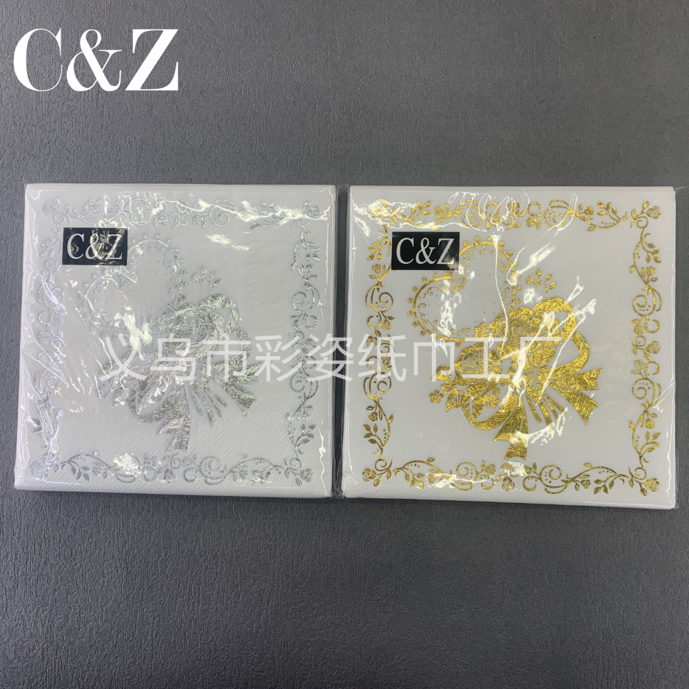 Gold-embossed series napkins, foreign trade printed napkins, square towels, double-layer napkins, factory direct sales