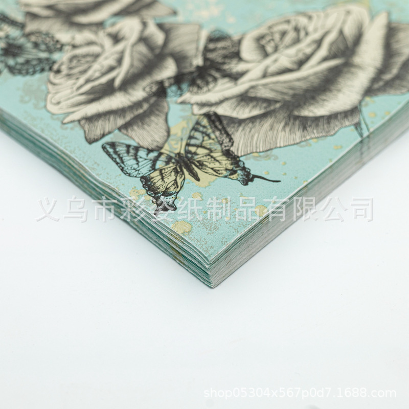 Factory direct supply of new dragonfly colored printed napkins in stock, suitable for Western restaurants and bakeries Application Scenario