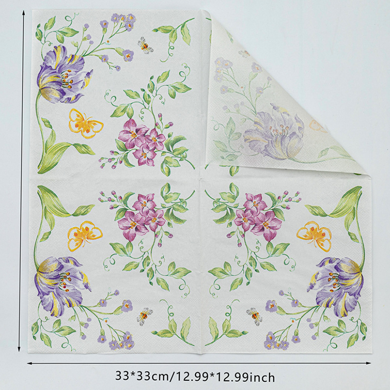 【 In Stock 】 New colored printed napkins, flower and plant facial tissues, party paper products are selling well on AliExpress Cross-border Specification image