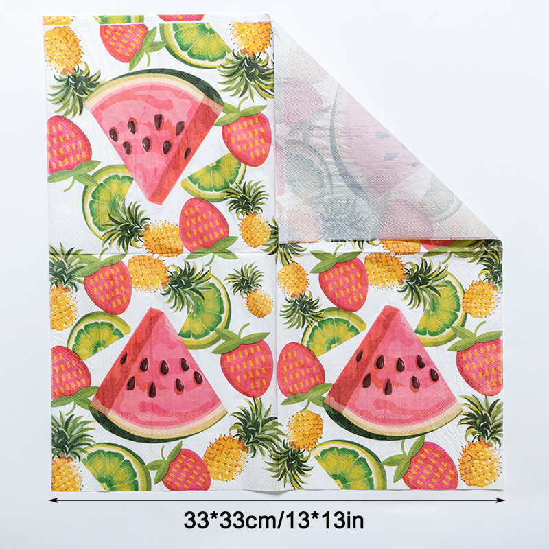 In-stock cross-border printed napkin tissues, flower-shaped table decorations, square napkin tissues, birthday party tissue supplies Specification image