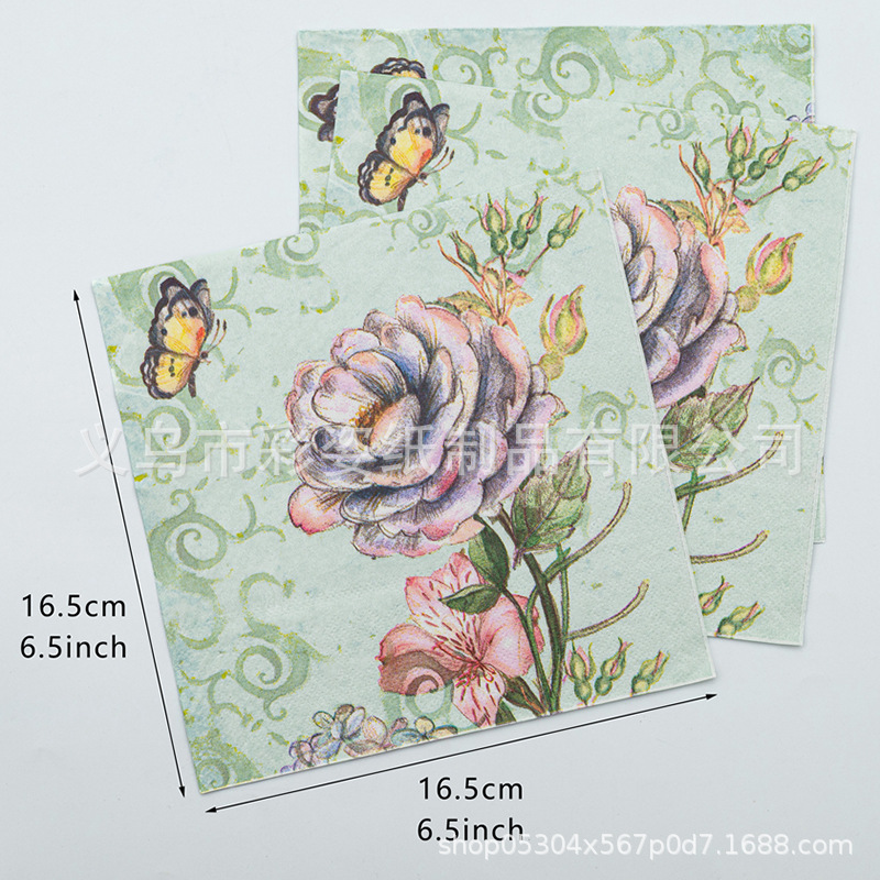 Factory direct supply of new leaf color printed napkins in stock, suitable for Western restaurants and bakeries details Picture