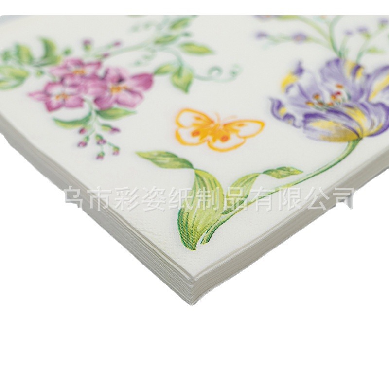 The manufacturer has a wide range of new colored flower disposable printed napkins, facial tissues, handkerchief tissues and party wood pulp tissues in stock Application Scenario