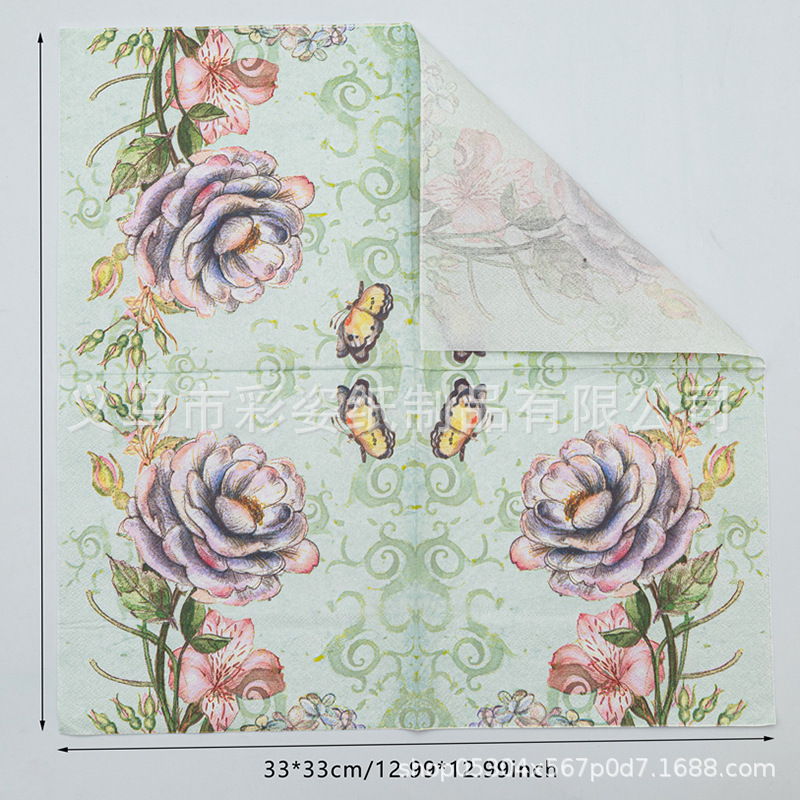 Factory direct supply of new leaf color printed napkins in stock, suitable for Western restaurants and bakeries Specification image