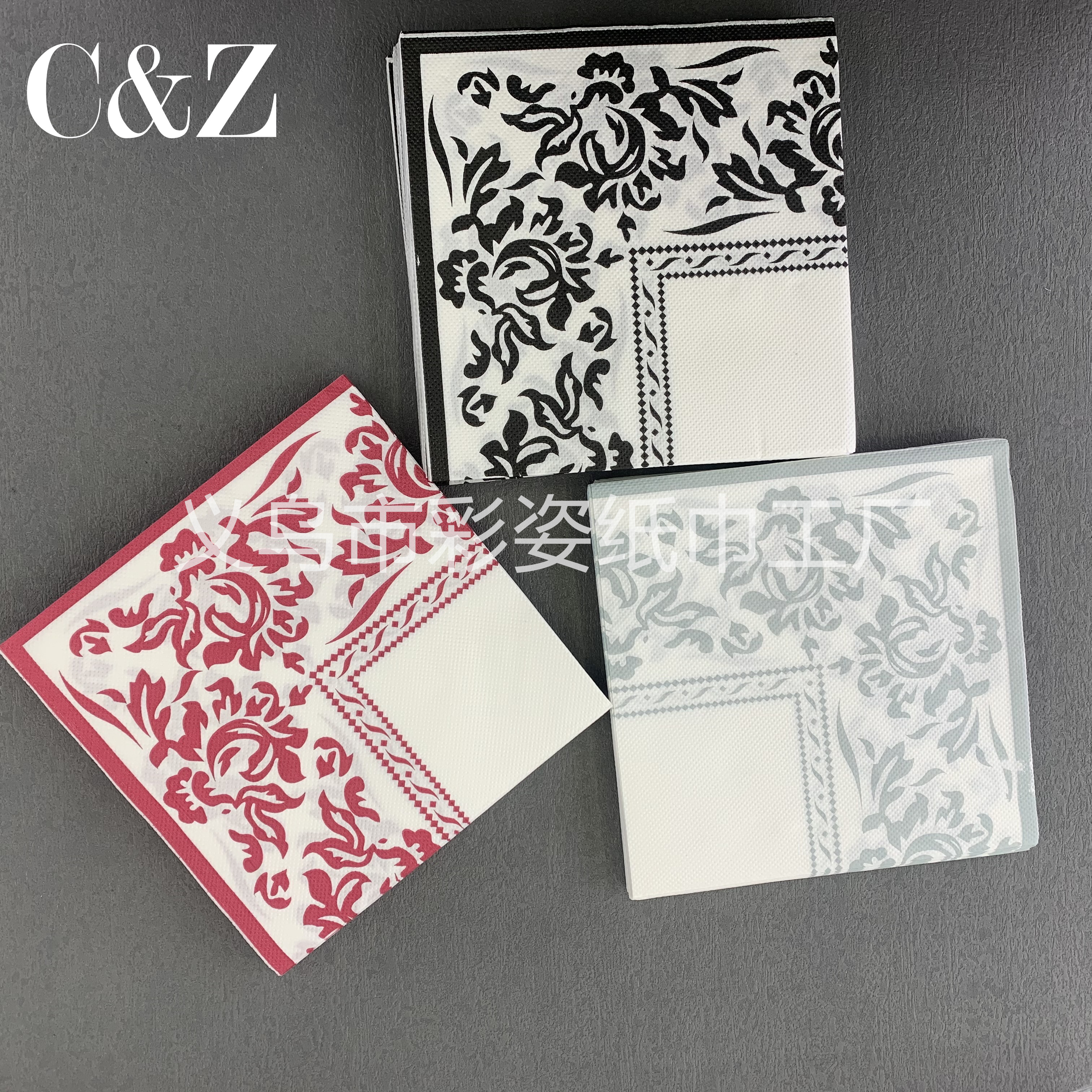 Gold and Silver Black Flower series napkins, tissues, printed napkins, square towels, double-layer tissues, factory direct sales pic 2