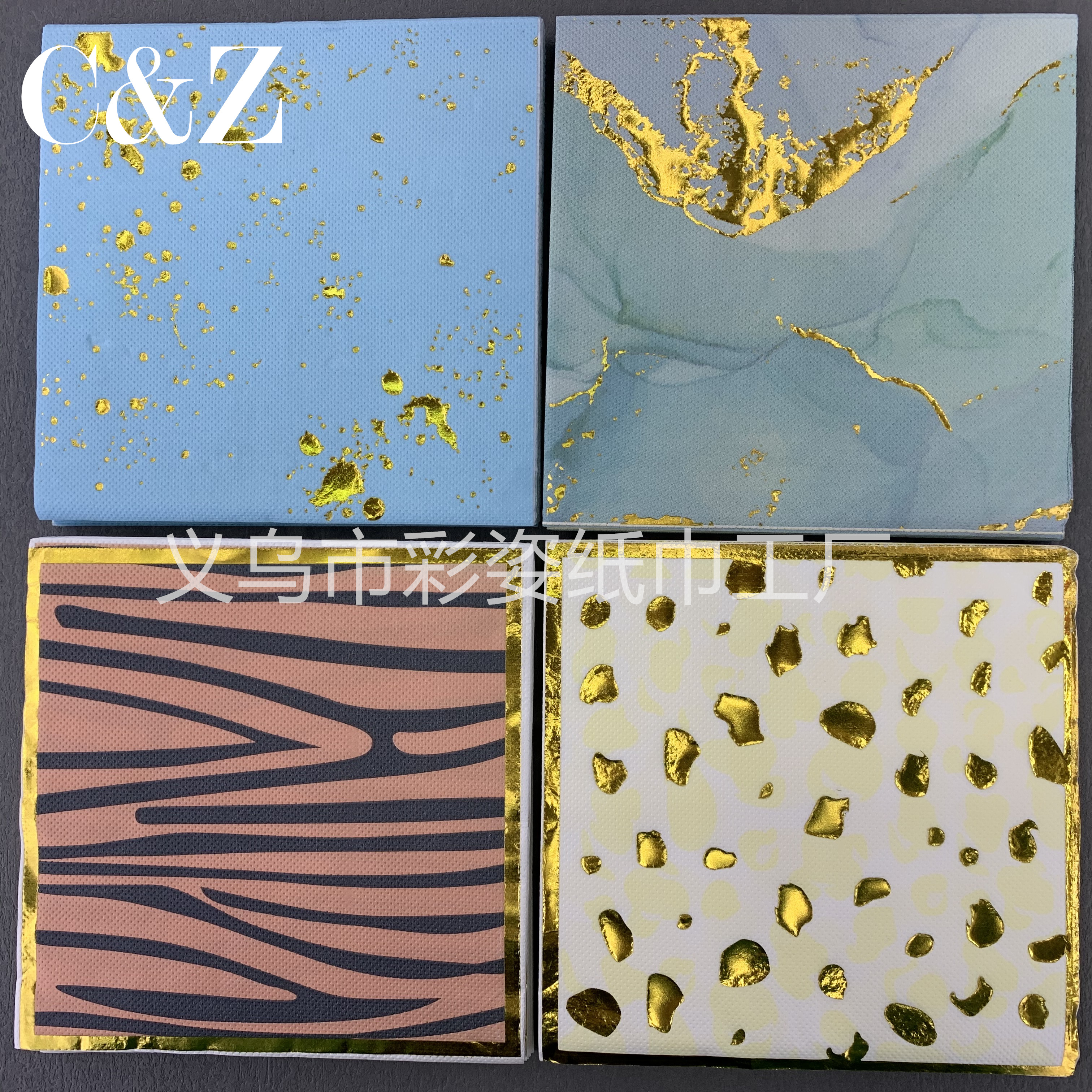 Gold-embossed series napkins, foreign trade printed napkins, square towels, double-layer napkins, factory direct sales pic 2