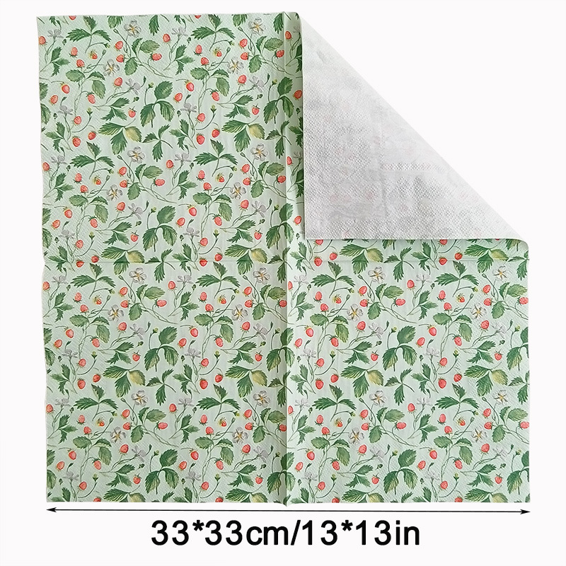 Factory wholesale cross-border in-stock colored flower and plant tissues, printed napkins, disposable paper, Western food party tissues Specification image