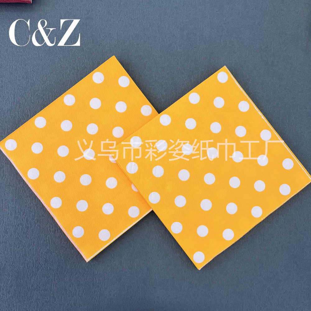 Napkins are specially supplied for export. They are 33*33cm square napkins with dot printing. They are directly sold by the factory for restaurants and hotels Specification image