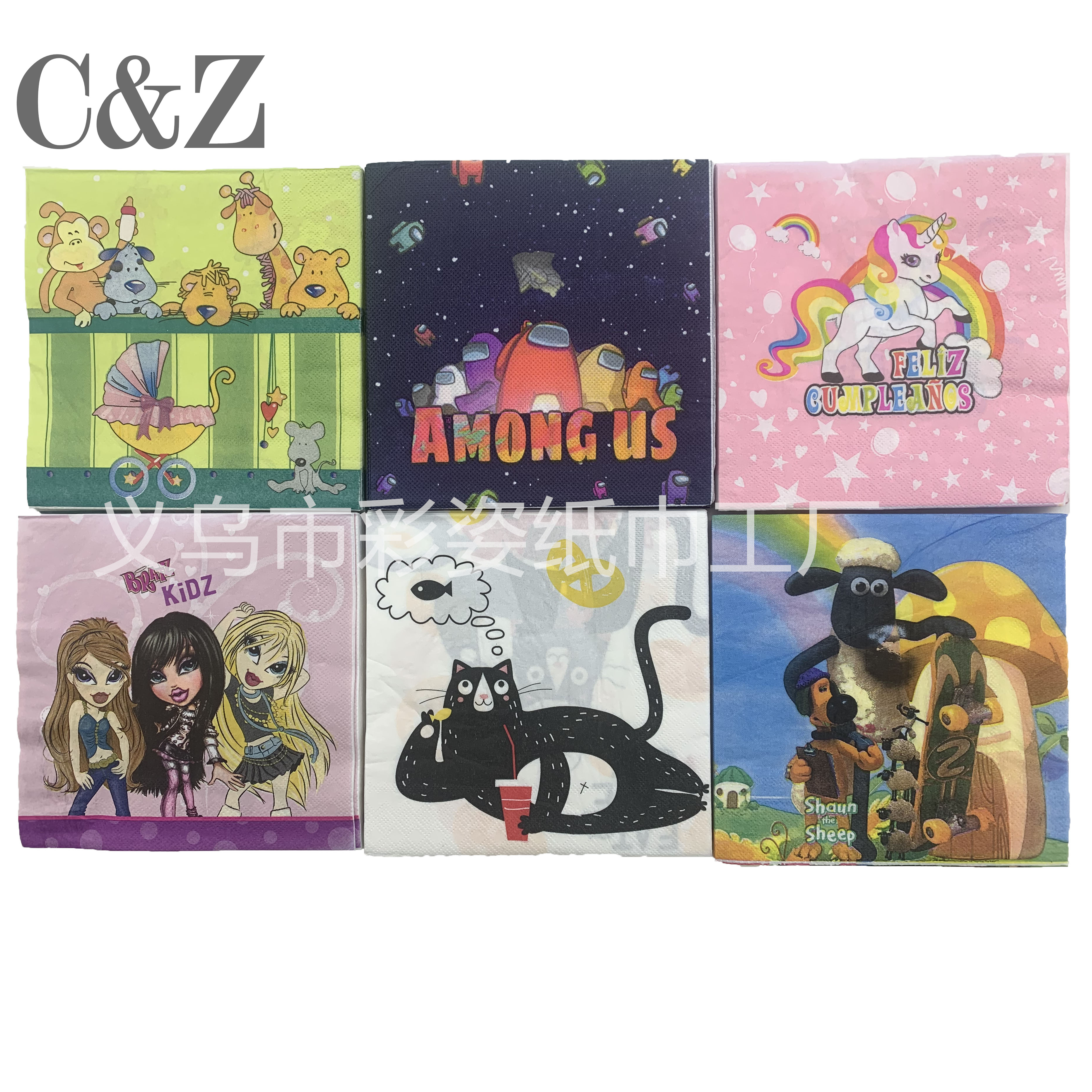 Cartoon series napkins, tissues, foreign trade printed napkins, square towels, double-layer tissues, factory direct sales pic 1