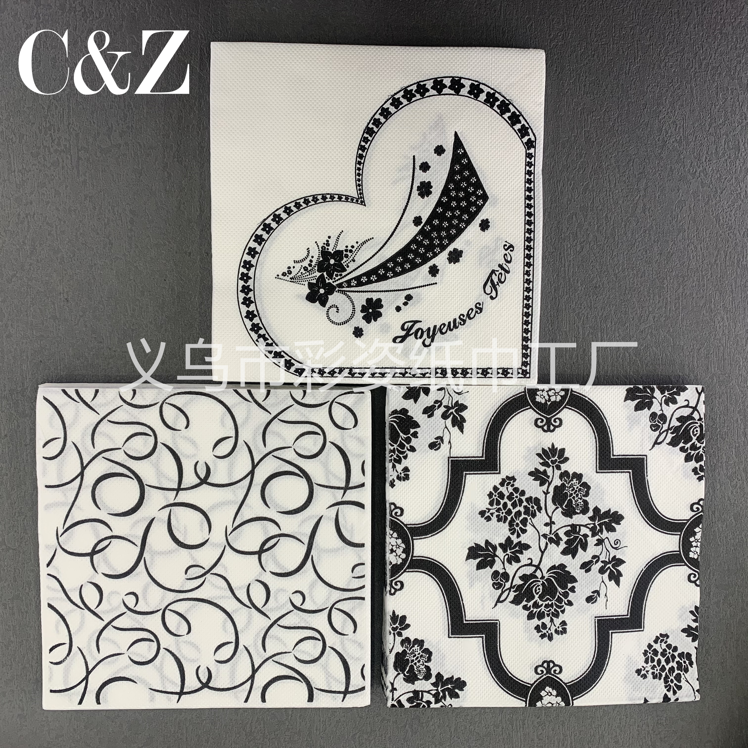 Gold and Silver Black Flower series napkins, tissues, printed napkins, square towels, double-layer tissues, factory direct sales pic 2