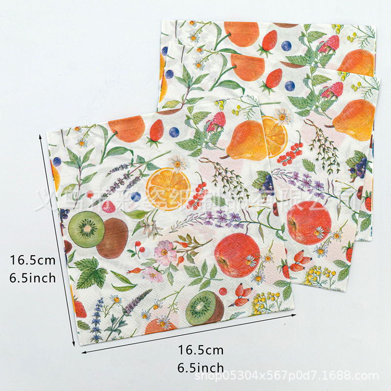 Birthday party double-layer napkins, Western restaurant napkins, colored printed napkins, festival party supplies napkins details Picture