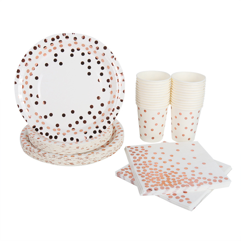 Aliexpress white gold-embossed disposable plates, cups, tissues, Christmas and birthday party atmosphere scene decoration props Application Scenario