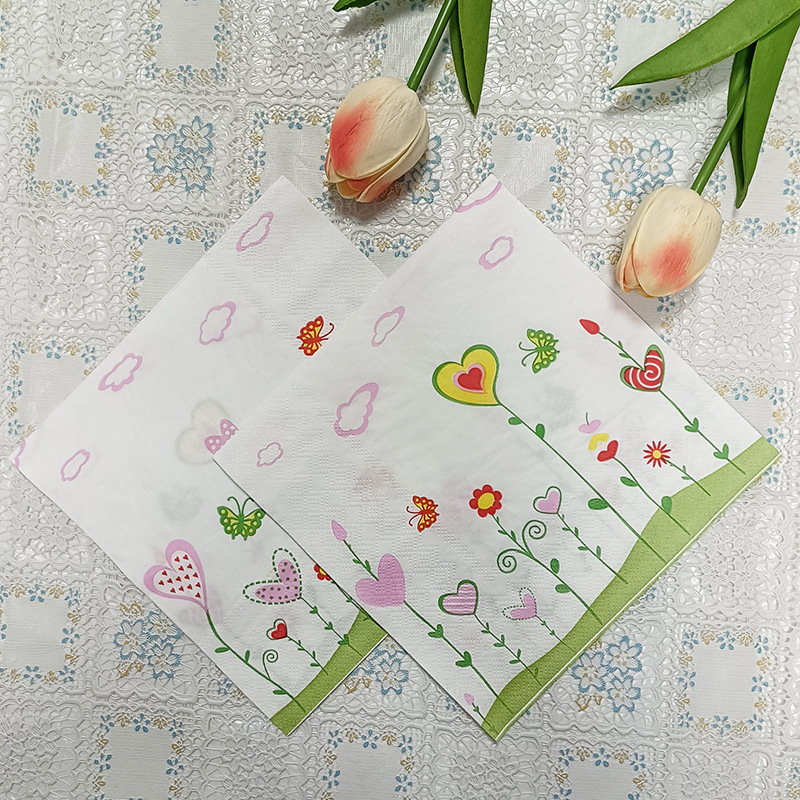 Factory direct sales of in-stock colored printed napkins, flower and plant facial tissues, party tissues. Hot sales on Cross-border AliExpress Specification image
