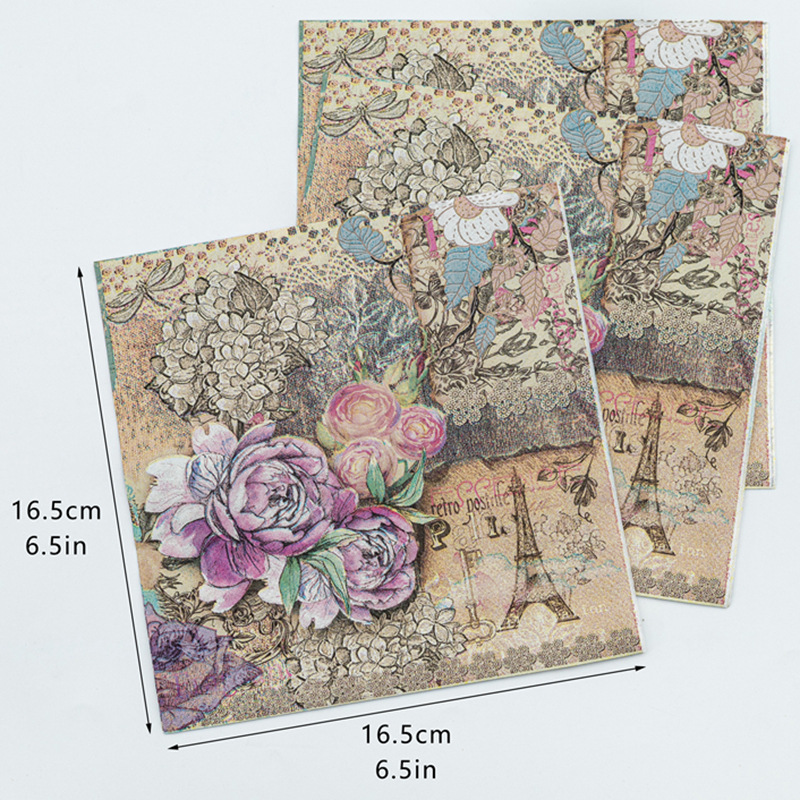 【 In Stock 】 New colored printed napkins, flower and plant facial tissues, party tissues are selling well on AliExpress Cross-border details Picture