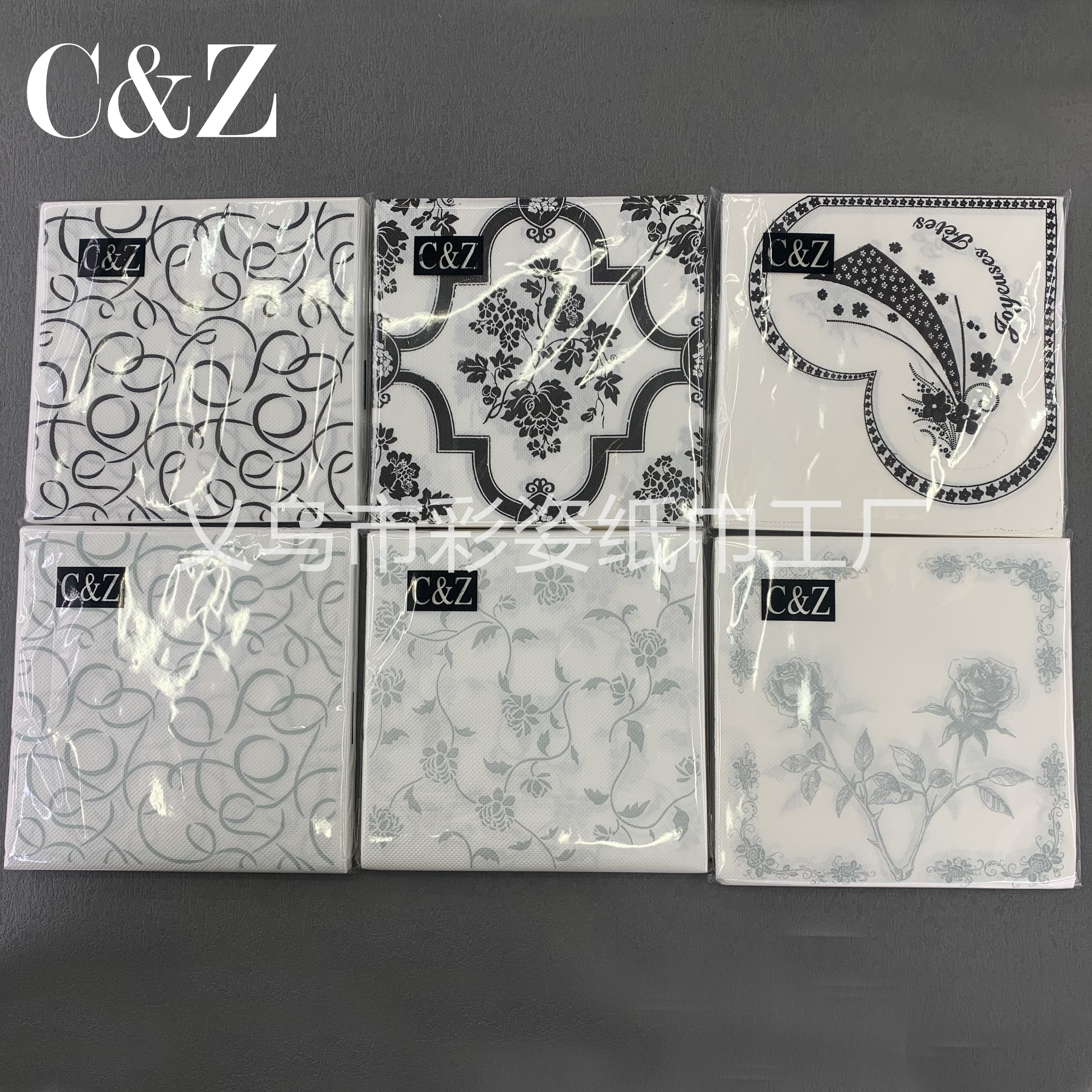 Gold and Silver Black Flower series napkins, tissues, printed napkins, square towels, double-layer tissues, factory direct sales pic 1