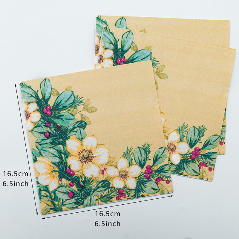 【 In Stock 】 New colored printed napkins, flower and plant facial tissues, party tissues are selling well on AliExpress Cross-border details Picture