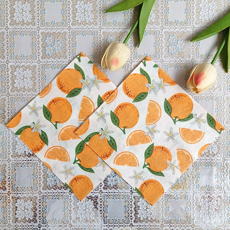 Factory stock of cross-border fruit orange square towels, disposable napkins, birthday party tissues, printed napkins
