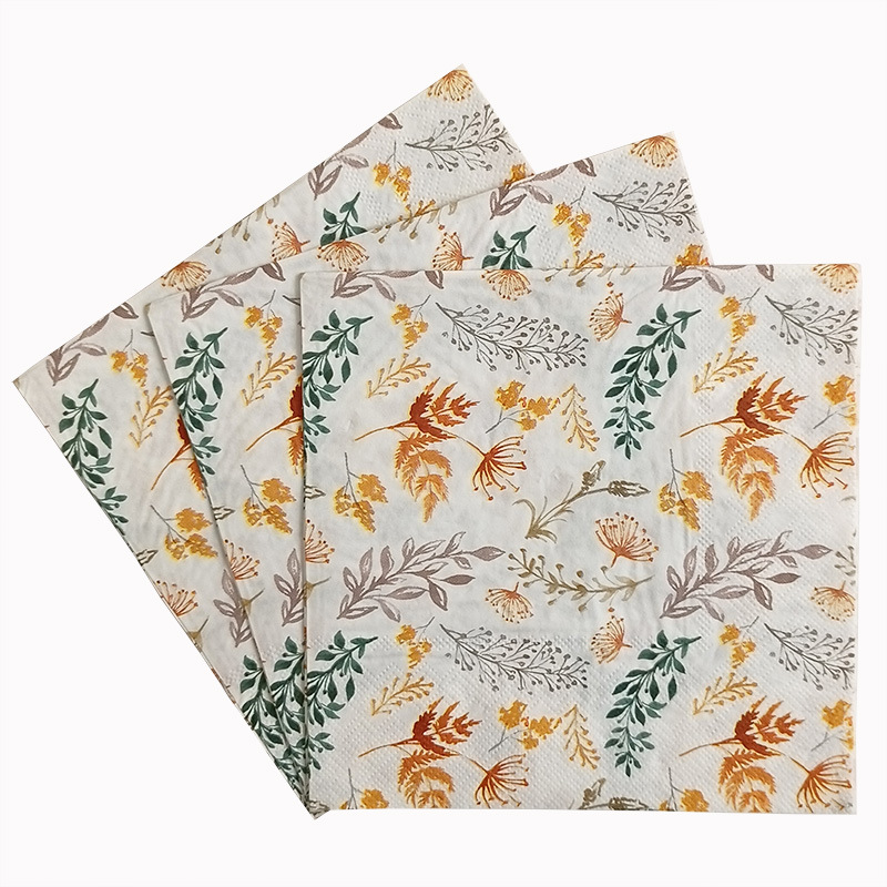Factory direct sales of new cross-border plant and flower printed tissues, napkins, Christmas printed party handkerchiefs and square towels Application Scenario